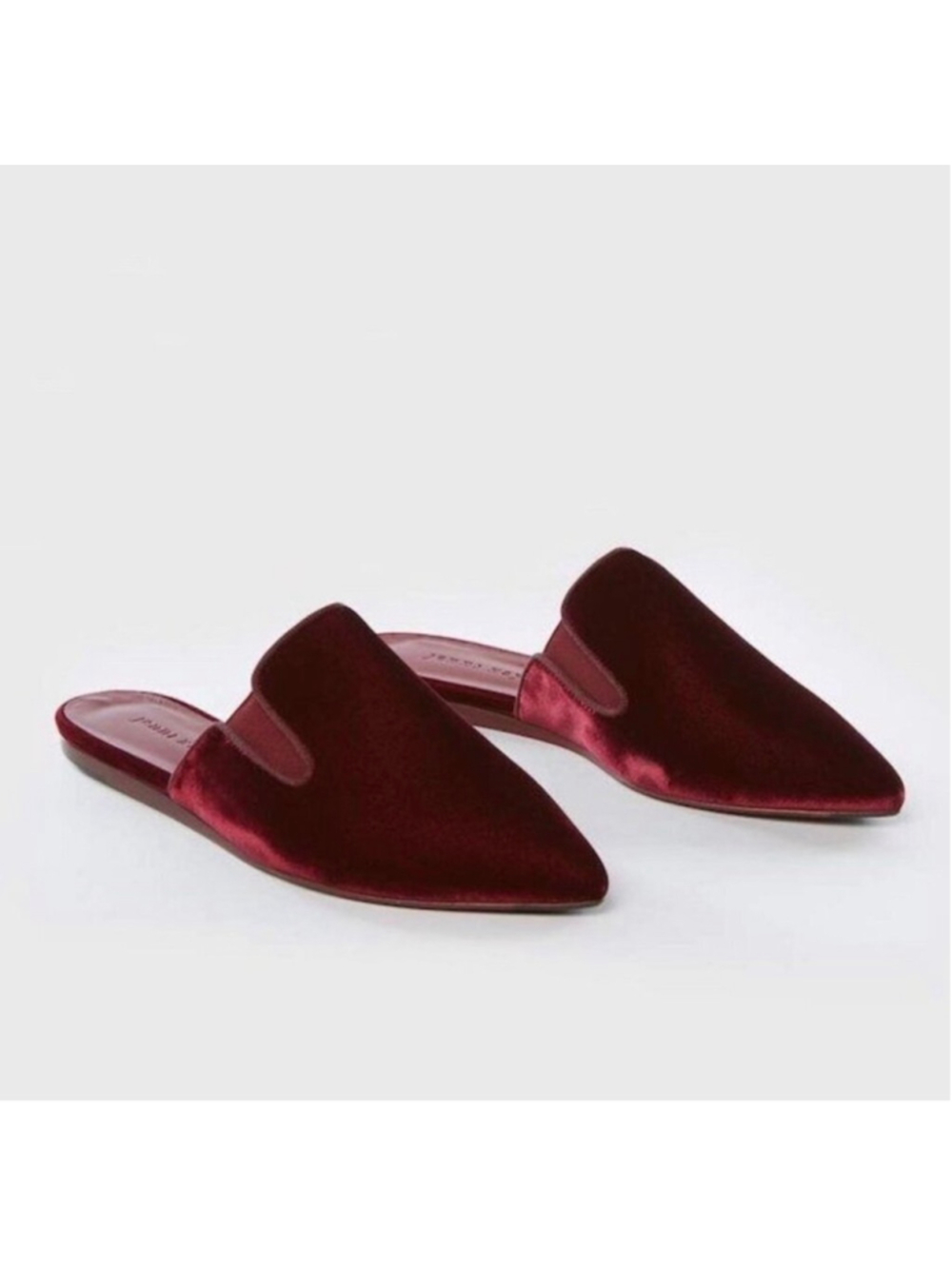 Jenni Kayne Velvet Mule Bordeaux Burgundy Pointed Toe Flats EU 38 Made Italy